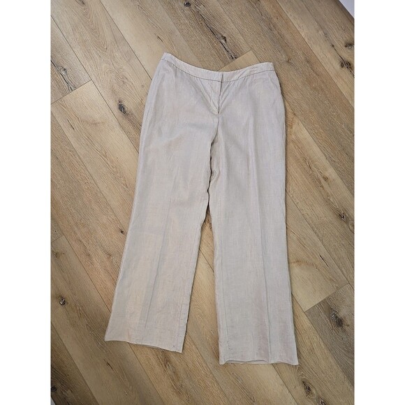 Harve Benard Tan Shimmer Linen Straight Leg Dress Pants Womens 10 Holiday Lined - Picture 11 of 11